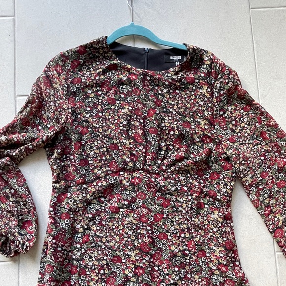 MISSGUIDED PETITE FLORAL LONG SLEVE SLIT MIDI DRESS SIZE 12 - Picture 8 of 11